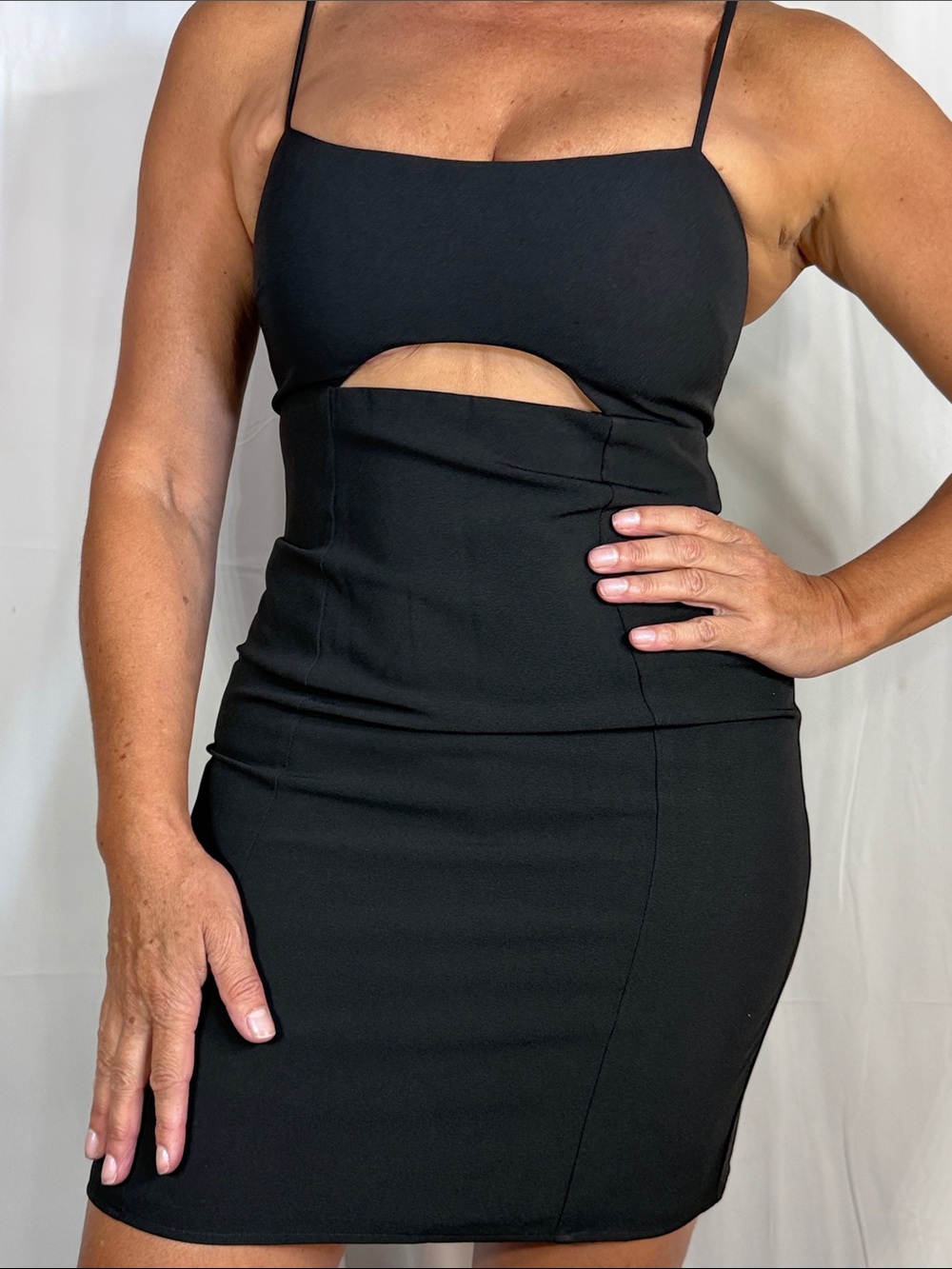 Lovers + Friends Black Cutout Mini Dress with Slim Straps
